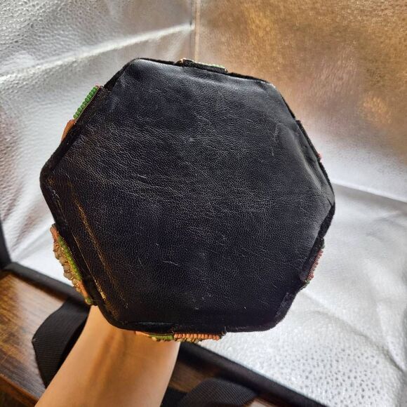 Unique Bohemian Velvet Bucket Bag with Cambodian Beadwork - Picture 2 of 6